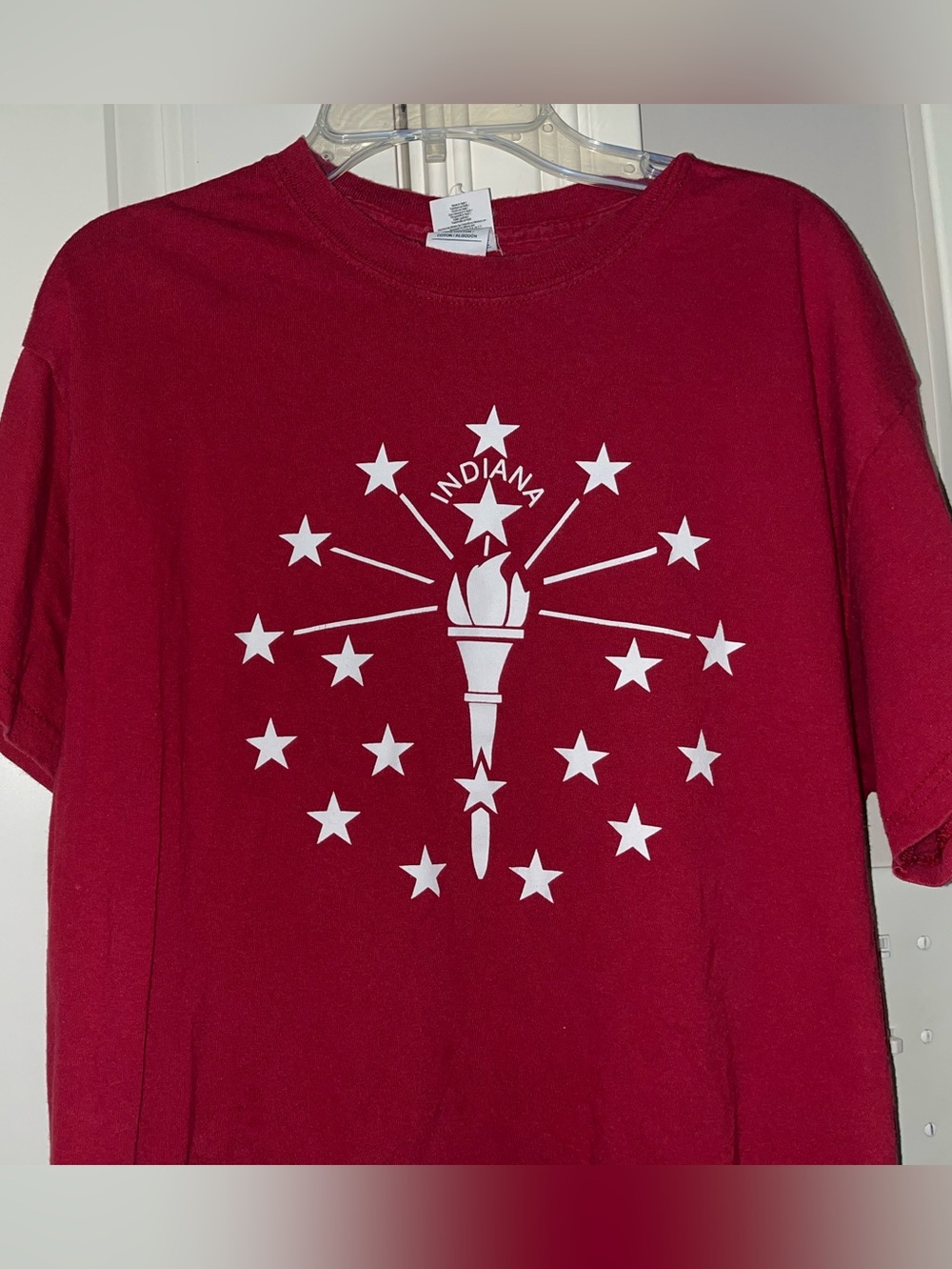 Gildan Indiana State Torch with 19 Stars Red T-Shirt M